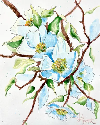 Očarená — akvarel, 30x40cm, 2022
