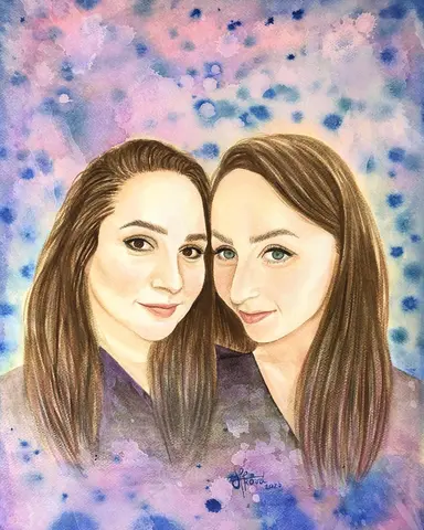Viac ako sestry — Akvarel, 50x70cm, 2020