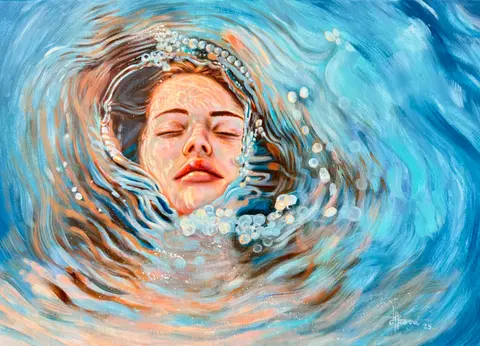 Ponorenie do ticha. — Olej, 50x70cm, 2025