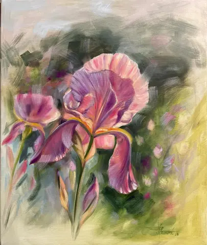 Závoj fialovej — olej, 40x50cm, 2024