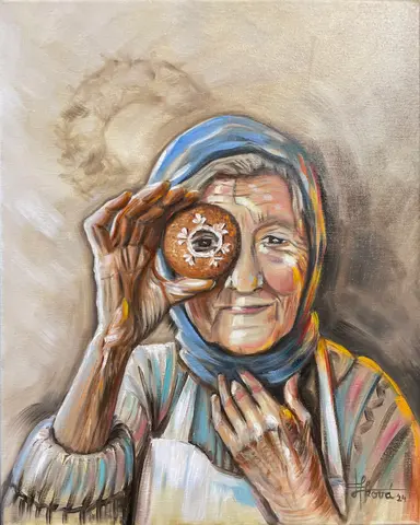 Cez koláč vidieckeho života. — olej, 40x50cm, 2024