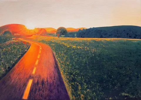 Cyklotrasa — Olej, 50x70cm, 2021