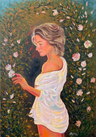 V objatí okamihu — olej, 80x100cm, 2021