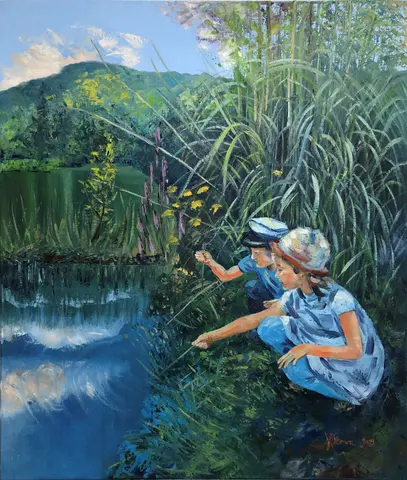 Detské dobrodružstvá — olej, 50x60cm, 2019